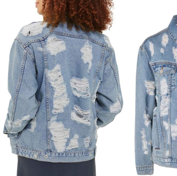 ✔SOLD!✔Topshop - Ripped Jean Jacket - Picture 4 of 5